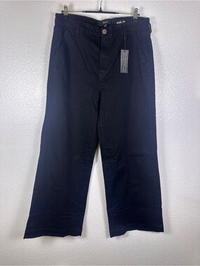 La Joie Women's Black Wide-Leg Stretch Pants Cotton Blend Flat Front 14